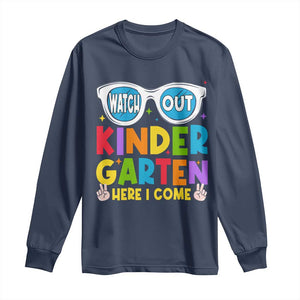 Back to School Kinder Long Sleeve Shirt Funny Kindergarten Teacher Team TS10 Navy Print Your Wear