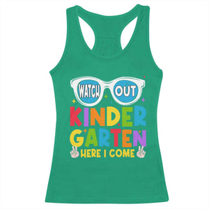 Back to School Kinder Racerback Tank Top Funny Kindergarten Teacher Team TS10 Irish Green Print Your Wear