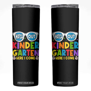 Back to School Kinder Skinny Tumbler Funny Kindergarten Teacher Team TS10 Black Print Your Wear