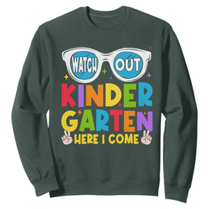 Back to School Kinder Sweatshirt Funny Kindergarten Teacher Team TS10 Dark Forest Green Print Your Wear