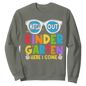 Back to School Kinder Sweatshirt Funny Kindergarten Teacher Team TS10 Military Green Print Your Wear