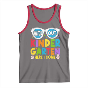 Back to School Kinder Tank Top Funny Kindergarten Teacher Team TS10 Deep Heather Red Print Your Wear