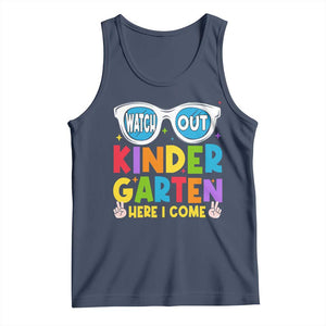 Back to School Kinder Tank Top Funny Kindergarten Teacher Team TS10 Navy Print Your Wear