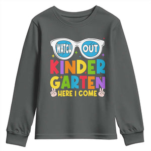 Back to School Kinder Youth Sweatshirt Funny Kindergarten Teacher Team TS10 Dark Heather Print Your Wear