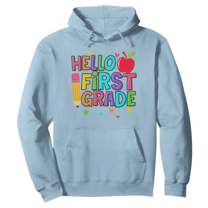 Hello First Grade Teacher Hoodie Back To School 1st Grade Team TS10 Light Blue Print Your Wear