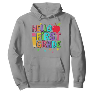 Hello First Grade Teacher Hoodie Back To School 1st Grade Team TS10 Sport Gray Print Your Wear