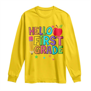 Hello First Grade Teacher Long Sleeve Shirt Back To School 1st Grade Team TS10 Daisy Print Your Wear