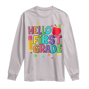 Hello First Grade Teacher Long Sleeve Shirt Back To School 1st Grade Team TS10 Ice Gray Print Your Wear