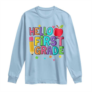 Hello First Grade Teacher Long Sleeve Shirt Back To School 1st Grade Team TS10 Light Blue Print Your Wear