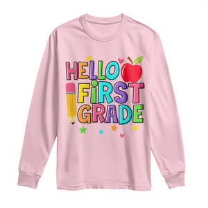 Hello First Grade Teacher Long Sleeve Shirt Back To School 1st Grade Team TS10 Light Pink Print Your Wear
