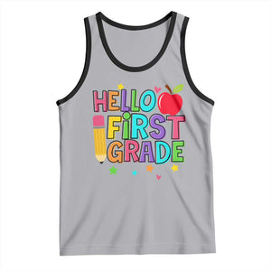 Hello First Grade Teacher Tank Top Back To School 1st Grade Team TS10 Athletic Heather Black Print Your Wear