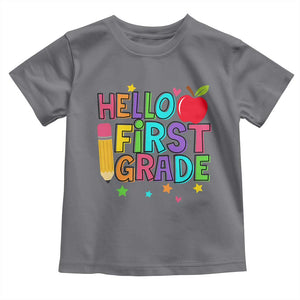 Hello First Grade Teacher Toddler T Shirt Back To School 1st Grade Team TS10 Charcoal Print Your Wear