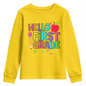 Hello First Grade Teacher Youth Sweatshirt Back To School 1st Grade Team TS10 Daisy Print Your Wear