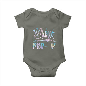 Hello Pre-k Baby Onesie Back To School Cute Tie Dye TS10 Military Green Print Your Wear
