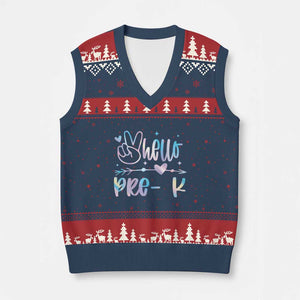 Hello Pre-k V-Neck Knit Sweater Vest Back To School Cute Tie Dye TS10 Navy Red Print Your Wear
