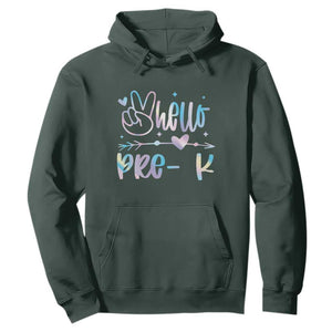 Hello Pre-k Hoodie Back To School Cute Tie Dye TS10 Dark Forest Green Print Your Wear