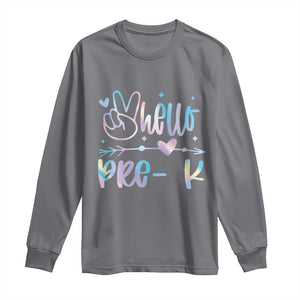 Hello Pre-k Long Sleeve Shirt Back To School Cute Tie Dye TS10 Charcoal Print Your Wear