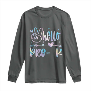 Hello Pre-k Long Sleeve Shirt Back To School Cute Tie Dye TS10 Dark Heather Print Your Wear
