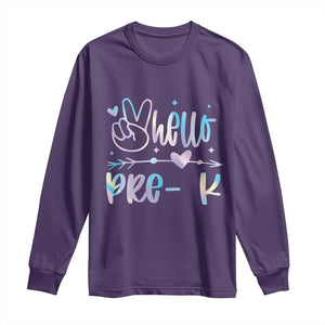 Hello Pre-k Long Sleeve Shirt Back To School Cute Tie Dye TS10 Purple Print Your Wear