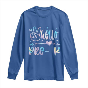 Hello Pre-k Long Sleeve Shirt Back To School Cute Tie Dye TS10 Royal Blue Print Your Wear
