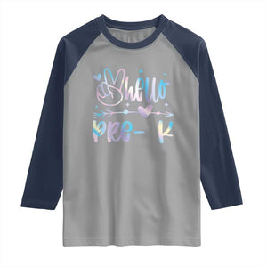 Hello Pre-k Raglan Shirt Back To School Cute Tie Dye TS10 Sport Gray Navy Print Your Wear