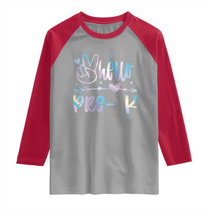 Hello Pre-k Raglan Shirt Back To School Cute Tie Dye TS10 Sport Gray Red Print Your Wear