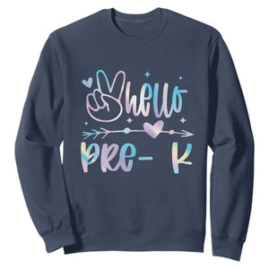Hello Pre-k Sweatshirt Back To School Cute Tie Dye TS10 Navy Print Your Wear