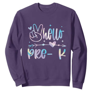 Hello Pre-k Sweatshirt Back To School Cute Tie Dye TS10 Purple Print Your Wear