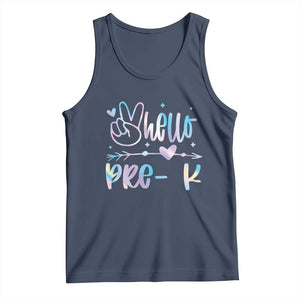 Hello Pre-k Tank Top Back To School Cute Tie Dye TS10 Navy Print Your Wear
