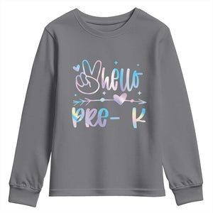 Hello Pre-k Youth Sweatshirt Back To School Cute Tie Dye TS10 Charcoal Print Your Wear