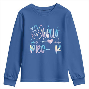 Hello Pre-k Youth Sweatshirt Back To School Cute Tie Dye TS10 Royal Blue Print Your Wear