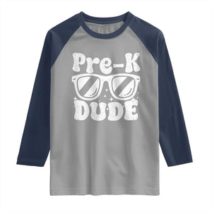 Pre-k Dude Raglan Shirt Funny Back to School First Day of Preschool TS10 Sport Gray Navy Print Your Wear