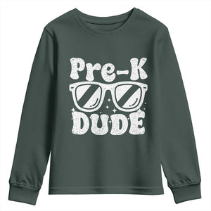 Pre-k Dude Youth Sweatshirt Funny Back to School First Day of Preschool TS10 Dark Forest Green Print Your Wear