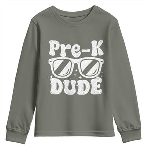 Pre-k Dude Youth Sweatshirt Funny Back to School First Day of Preschool TS10 Military Green Print Your Wear