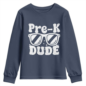 Pre-k Dude Youth Sweatshirt Funny Back to School First Day of Preschool TS10 Navy Print Your Wear
