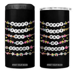 Happy First Day Of School 4 in 1 Can Cooler Tumbler Teacher Kids Back To School Bracelets TS10 One Size: 16 oz Black Print Your Wear