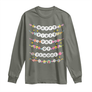 Happy First Day Of School Long Sleeve Shirt Teacher Kids Back To School Bracelets TS10 Military Green Print Your Wear