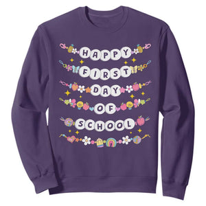Happy First Day Of School Sweatshirt Teacher Kids Back To School Bracelets TS10 Purple Print Your Wear