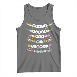 Happy First Day Of School Tank Top Teacher Kids Back To School Bracelets TS10 Black Heather Print Your Wear