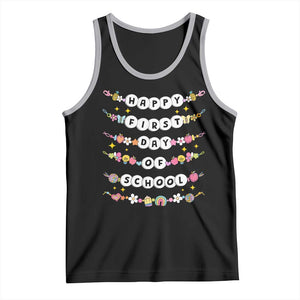 Happy First Day Of School Tank Top Teacher Kids Back To School Bracelets TS10 Black Athletic Heather Print Your Wear