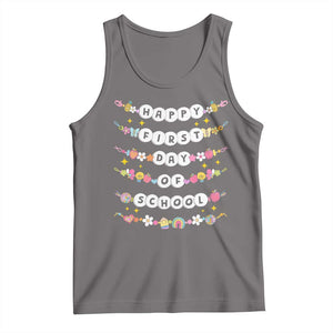 Happy First Day Of School Tank Top Teacher Kids Back To School Bracelets TS10 Deep Heather Print Your Wear