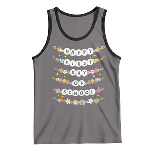 Happy First Day Of School Tank Top Teacher Kids Back To School Bracelets TS10 Deep Heather Black Print Your Wear