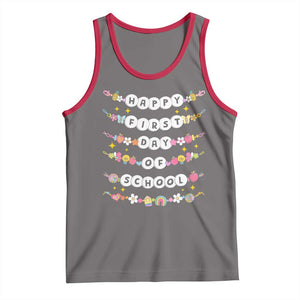 Happy First Day Of School Tank Top Teacher Kids Back To School Bracelets TS10 Deep Heather Red Print Your Wear