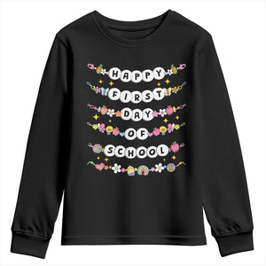 Happy First Day Of School Youth Sweatshirt Teacher Kids Back To School Bracelets TS10 Black Print Your Wear