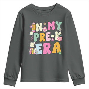 In My Pre-K Era Youth Sweatshirt Girl Back To School Cute PreSchool Teacher TS10 Dark Heather Print Your Wear