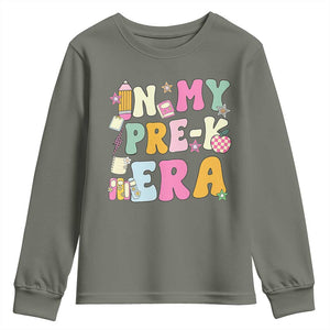 In My Pre-K Era Youth Sweatshirt Girl Back To School Cute PreSchool Teacher TS10 Military Green Print Your Wear