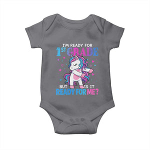 Funny Back To School 1st Grade Baby Onesie First Grade Unicorn Girls TS10 Charcoal Print Your Wear