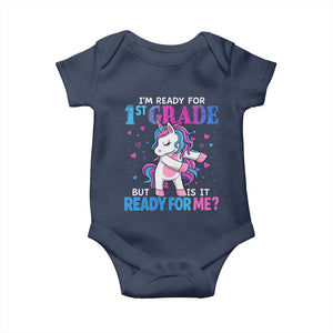 Funny Back To School 1st Grade Baby Onesie First Grade Unicorn Girls TS10 Navy Print Your Wear