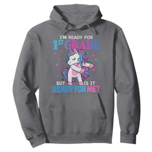 Funny Back To School 1st Grade Hoodie First Grade Unicorn Girls TS10 Charcoal Print Your Wear