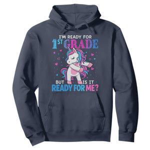 Funny Back To School 1st Grade Hoodie First Grade Unicorn Girls TS10 Navy Print Your Wear
